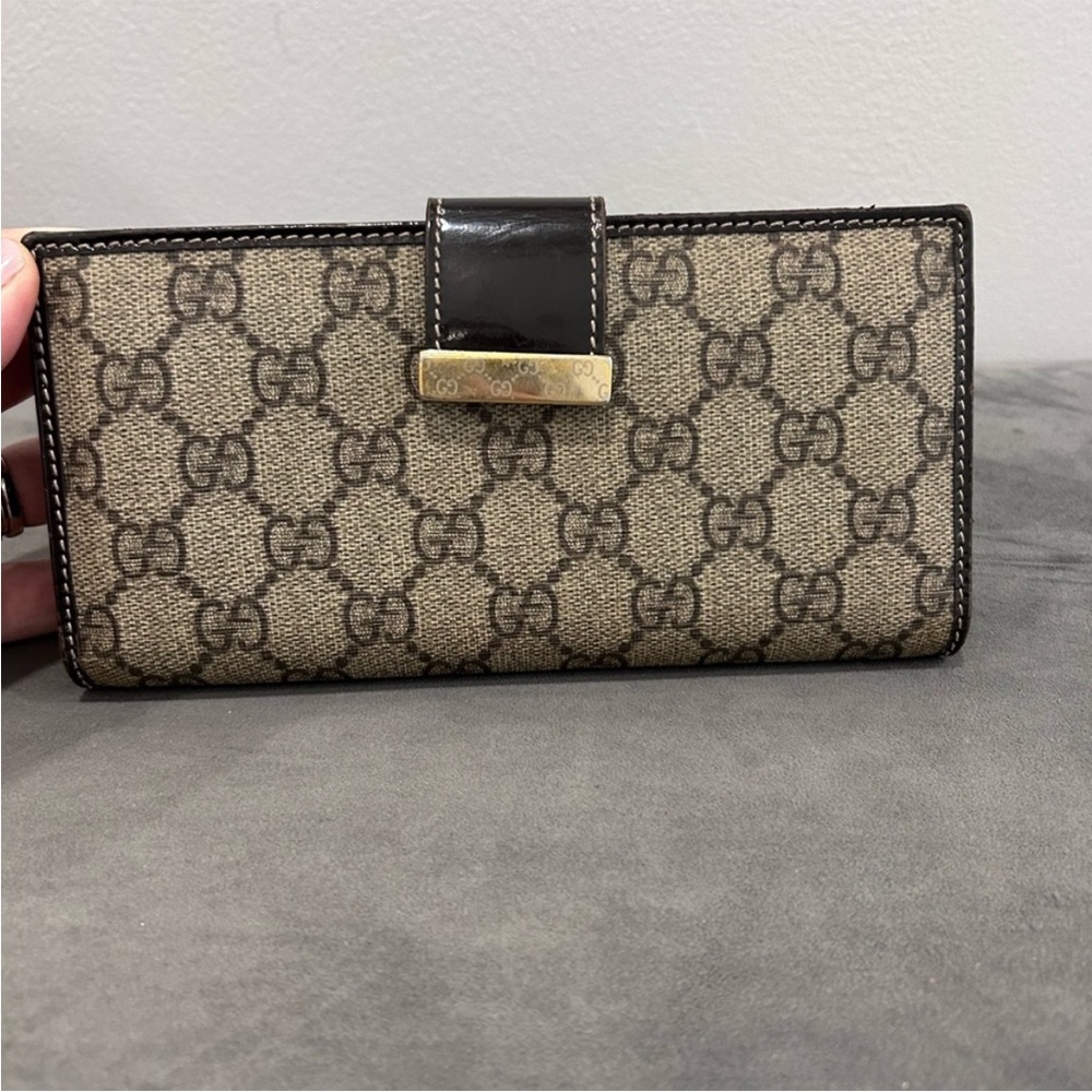 Gucci Beige and Brown Monogram Wallet